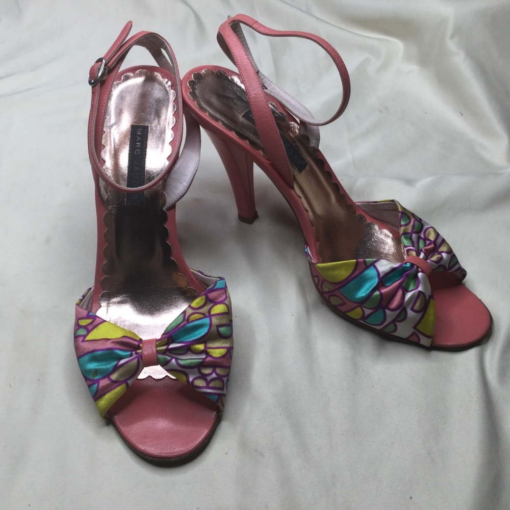 Marc Jacobs Floral Open Toe Ankle Strap Heels - 9